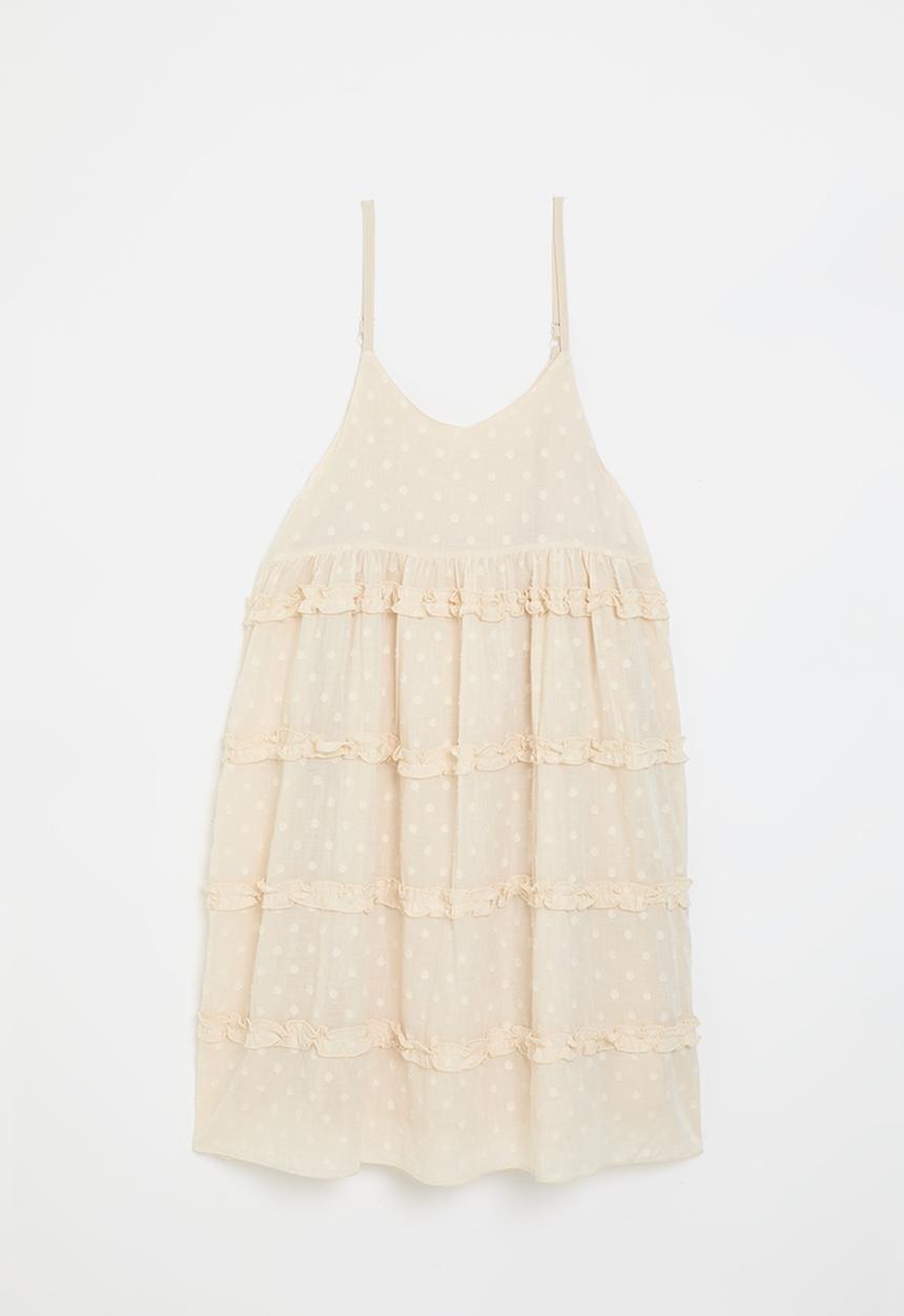 Pop Candy - Ruffle tier adorned dress - oat