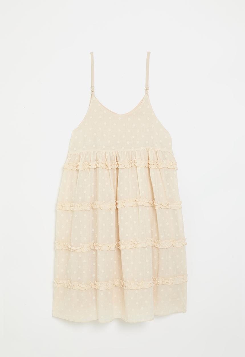 Pop Candy - Ruffle tier adorned dress - oat