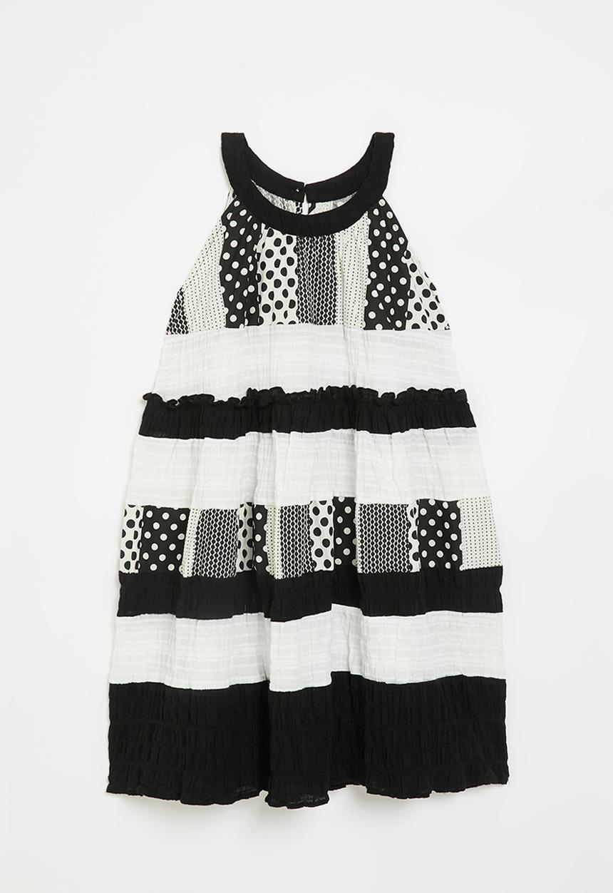 Pop Candy - Print block patchwork dress - black/white