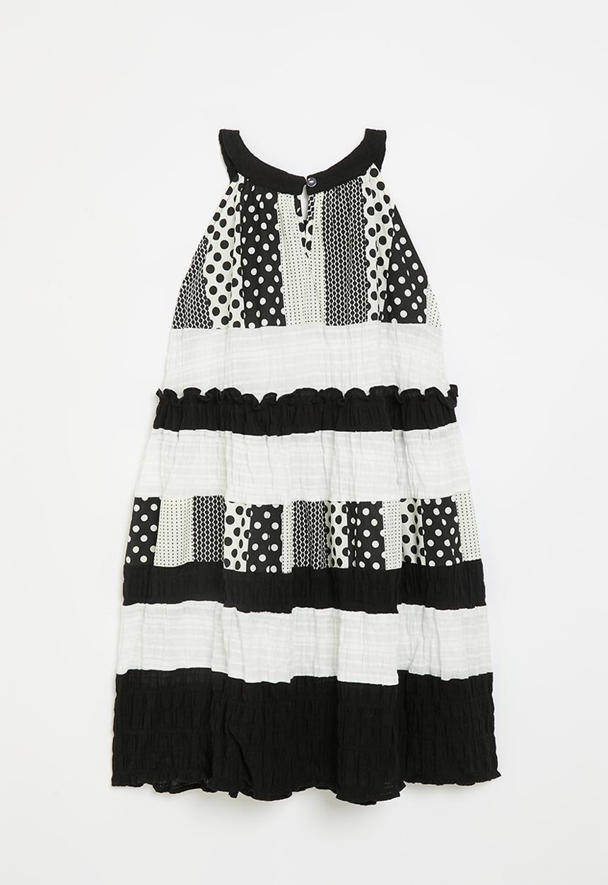 Pop Candy - Print block patchwork dress - black/white