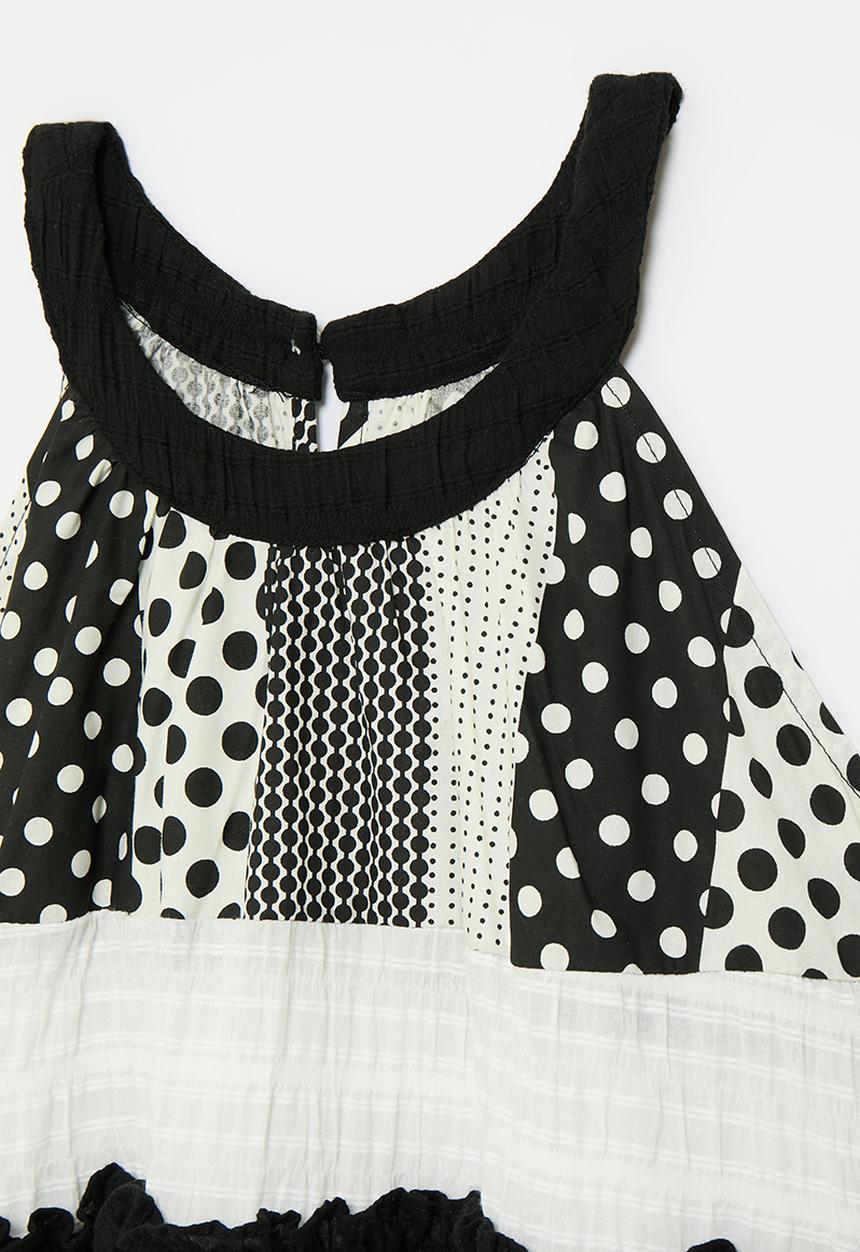 Pop Candy - Print block patchwork dress - black/white