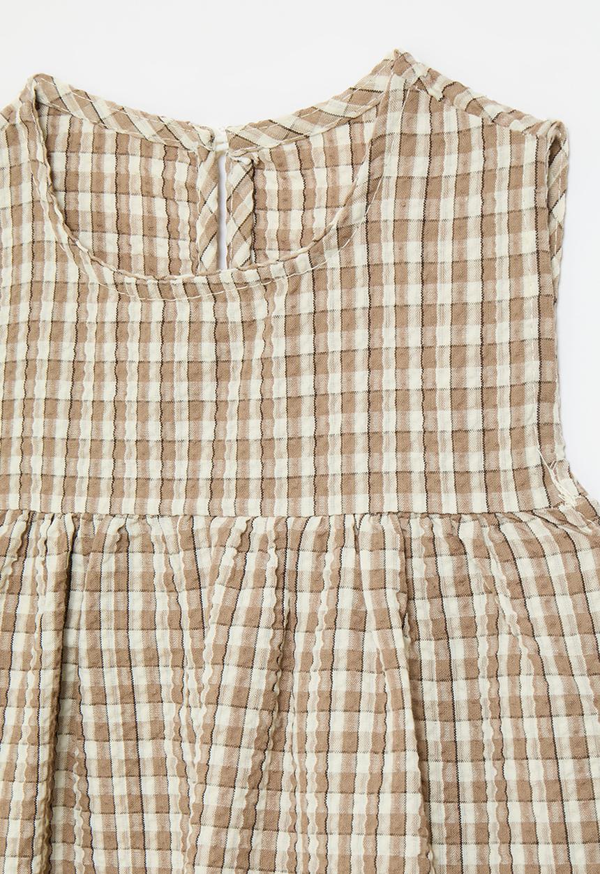 Pop Candy - Seersucker empire style dress - light brown gingham
