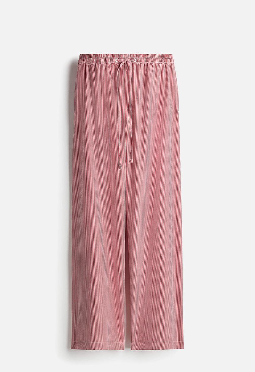 H&M - Cotton drawstring trousers - red/striped