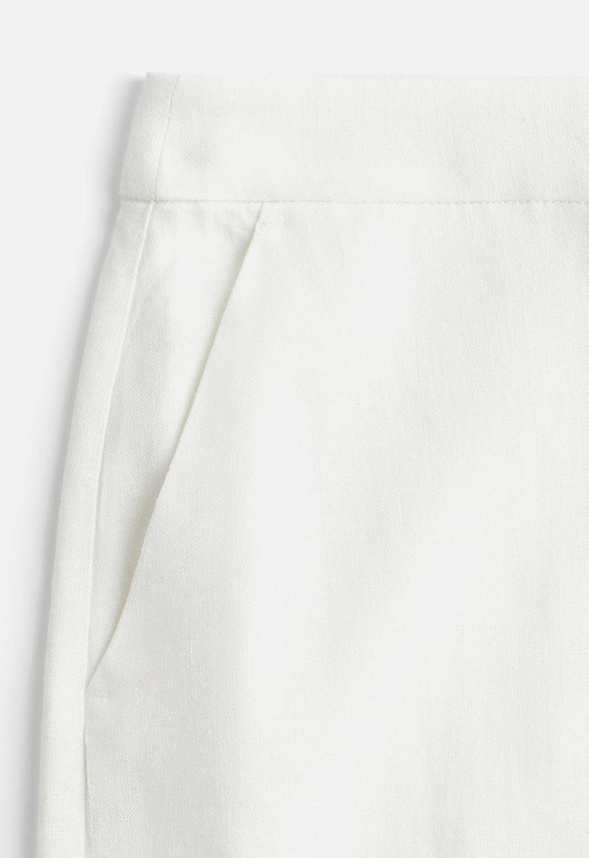 H&M - Wide linen-blend trousers - white