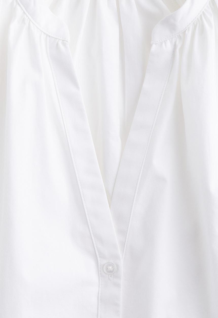 H&M - Balloon-sleeved poplin blouse - white