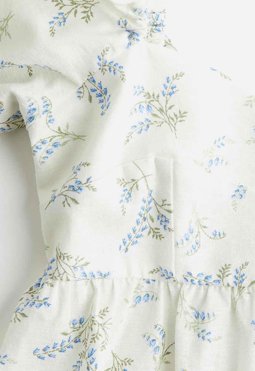 H&M - Puff-sleeved dress - cream/floral