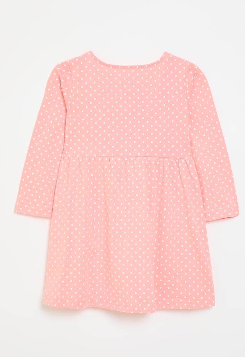 Pop Candy - Bunny graphic polka dot dress - salmon pink