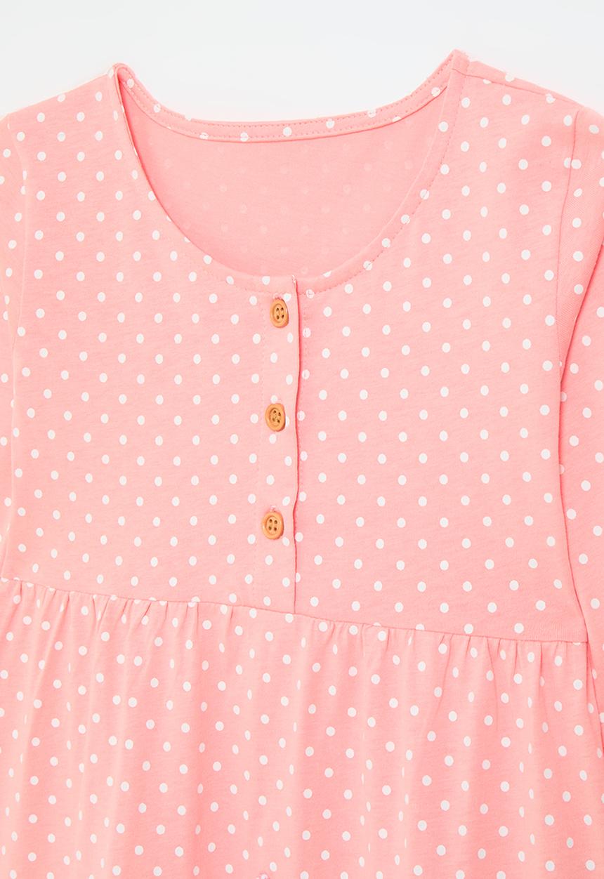 Pop Candy - Bunny graphic polka dot dress - salmon pink