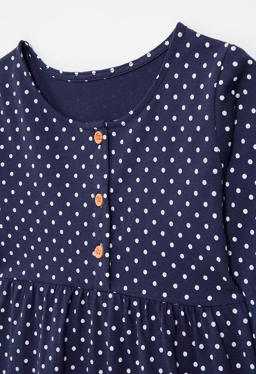 Pop Candy - Butterfly embroidered graphic polka dot dress - navy