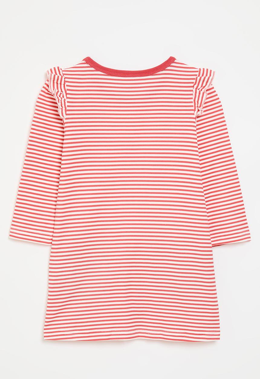 Pop Candy - Red stripe dress with puppy applique - multi