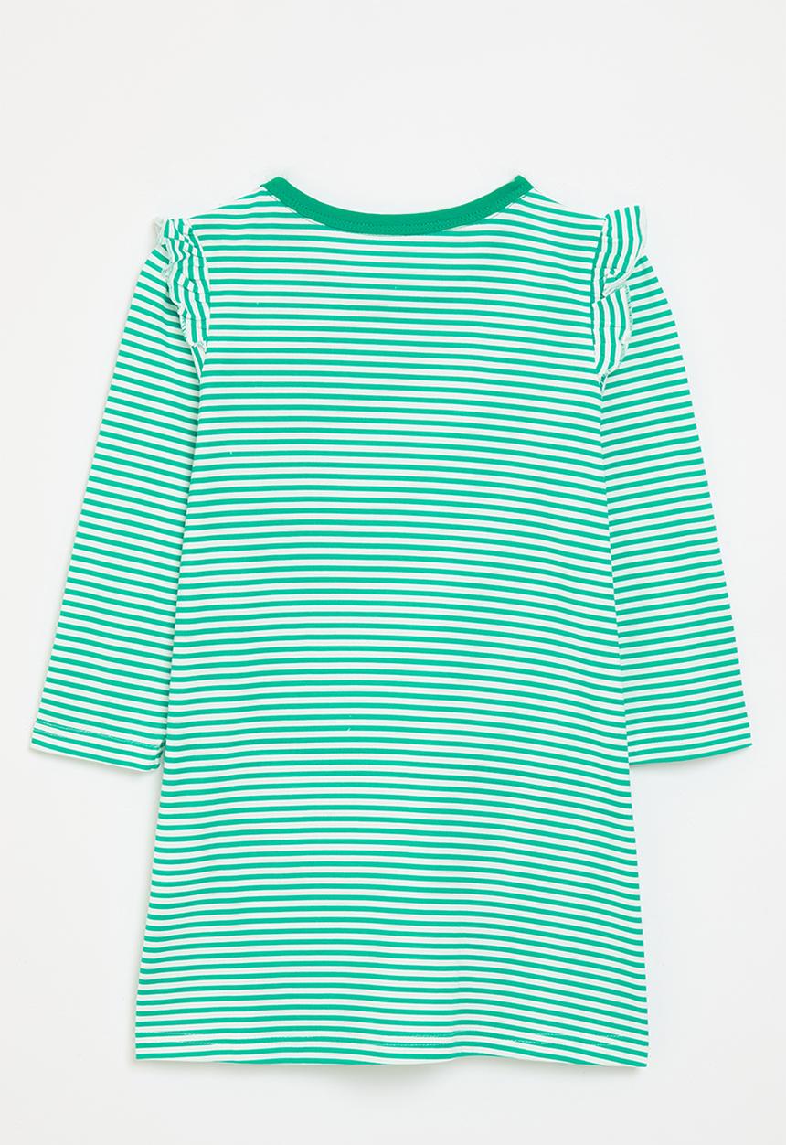 Pop Candy - Green stripe dress with flower applique - multi