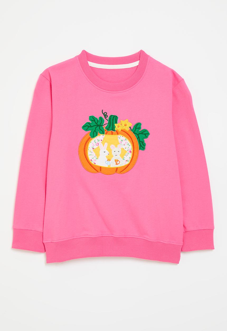 Pop Candy - Merrow edged graphic sweat top - deep pink