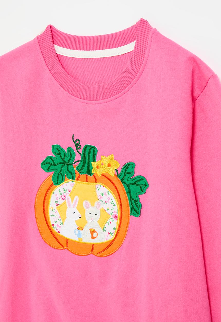 Pop Candy - Merrow edged graphic sweat top - deep pink