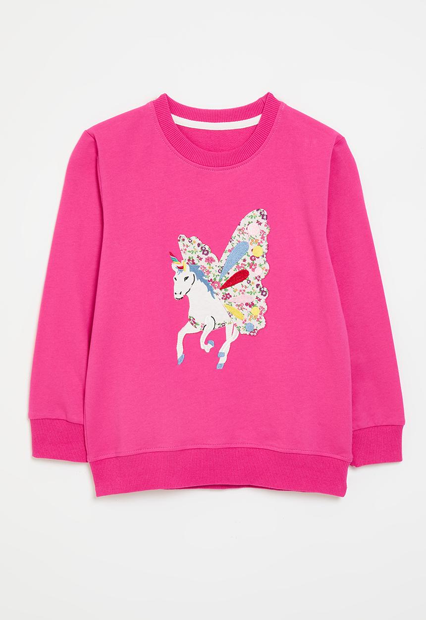 Pop Candy - Embroidered unicorn sweat top with patchwork detail - pink