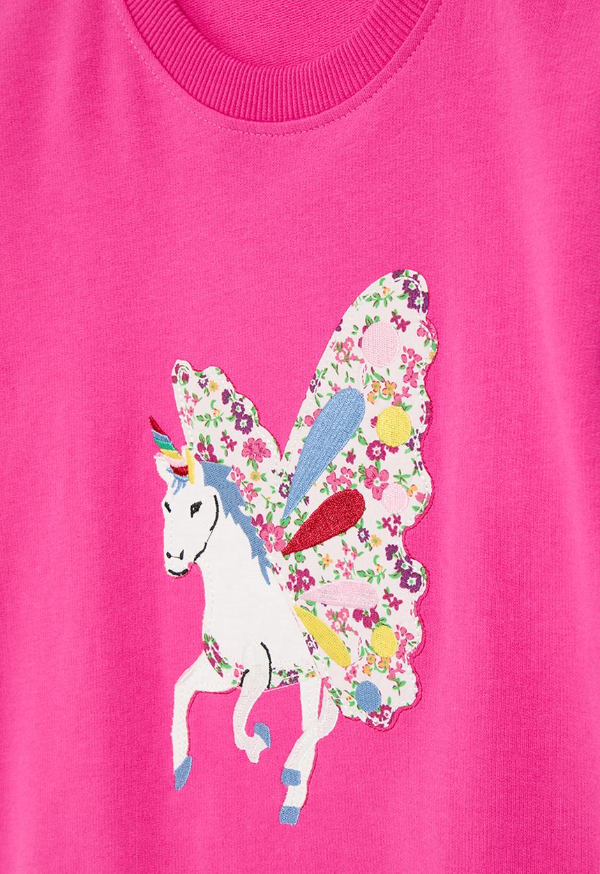Pop Candy - Embroidered unicorn sweat top with patchwork detail - pink