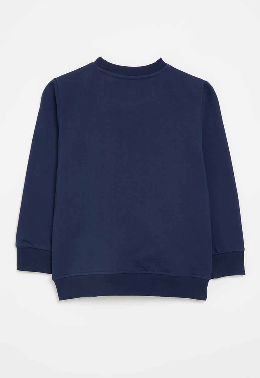 Pop Candy - Embroidered plane graphic sweater - oxford blue
