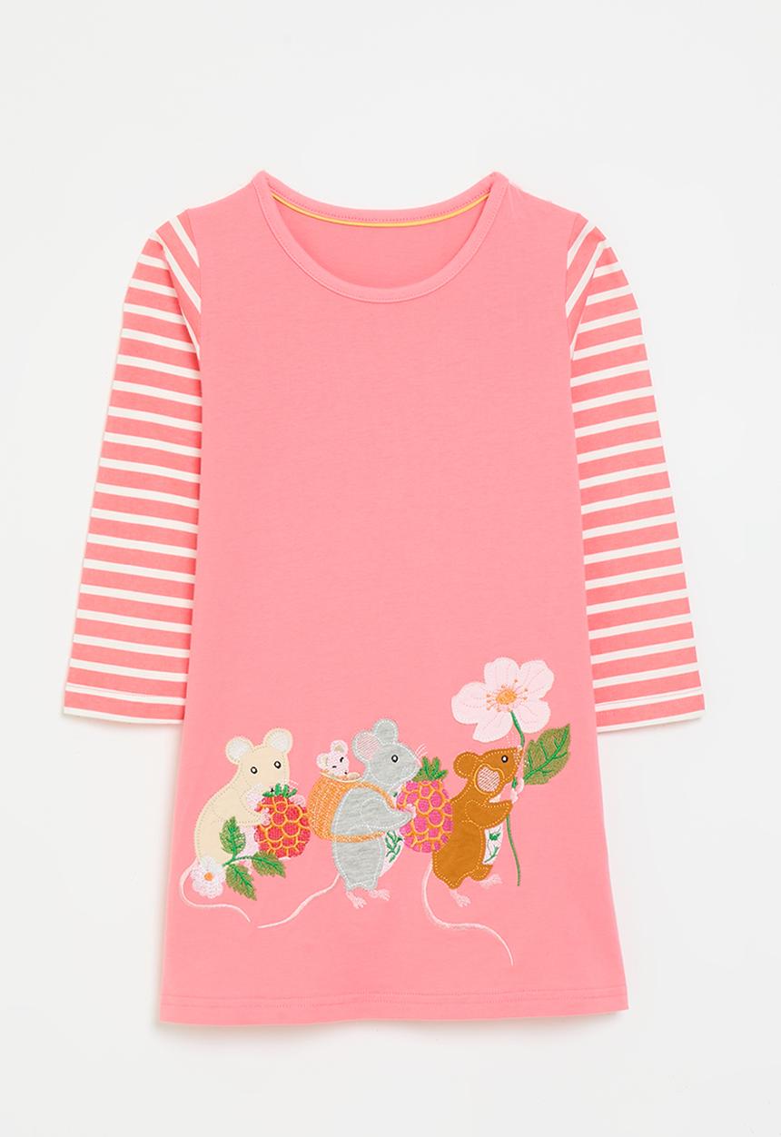 Pop Candy - Applique graphic dress - pink/stripes/mice