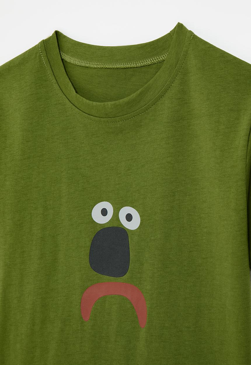 Pop Candy - Sad face placement tee - fern green