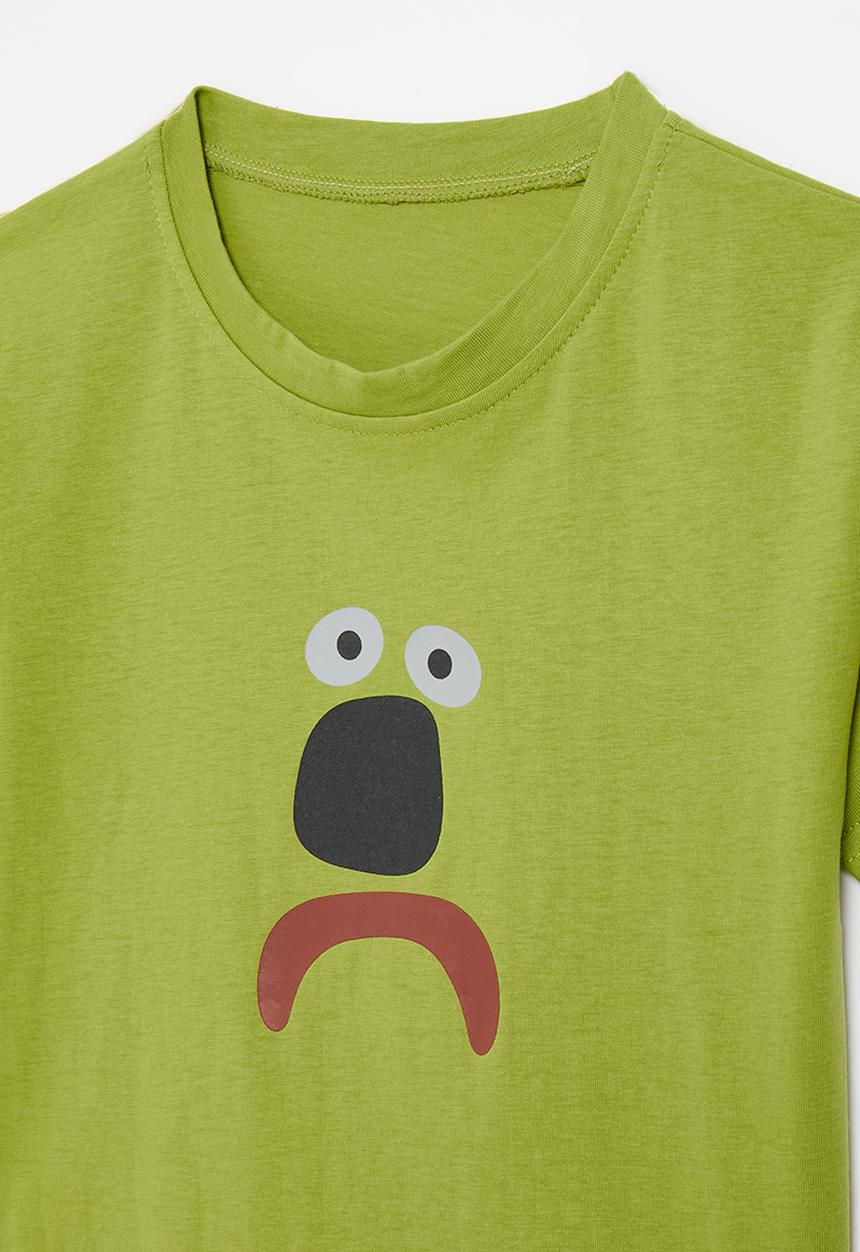 Pop Candy - Sad face placement tee - pear green
