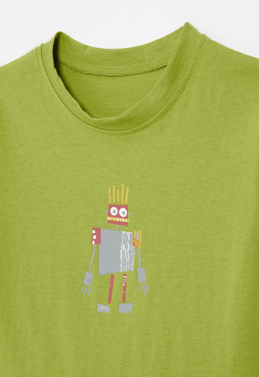 Pop Candy - Tee with placement print - pear green/tin robot
