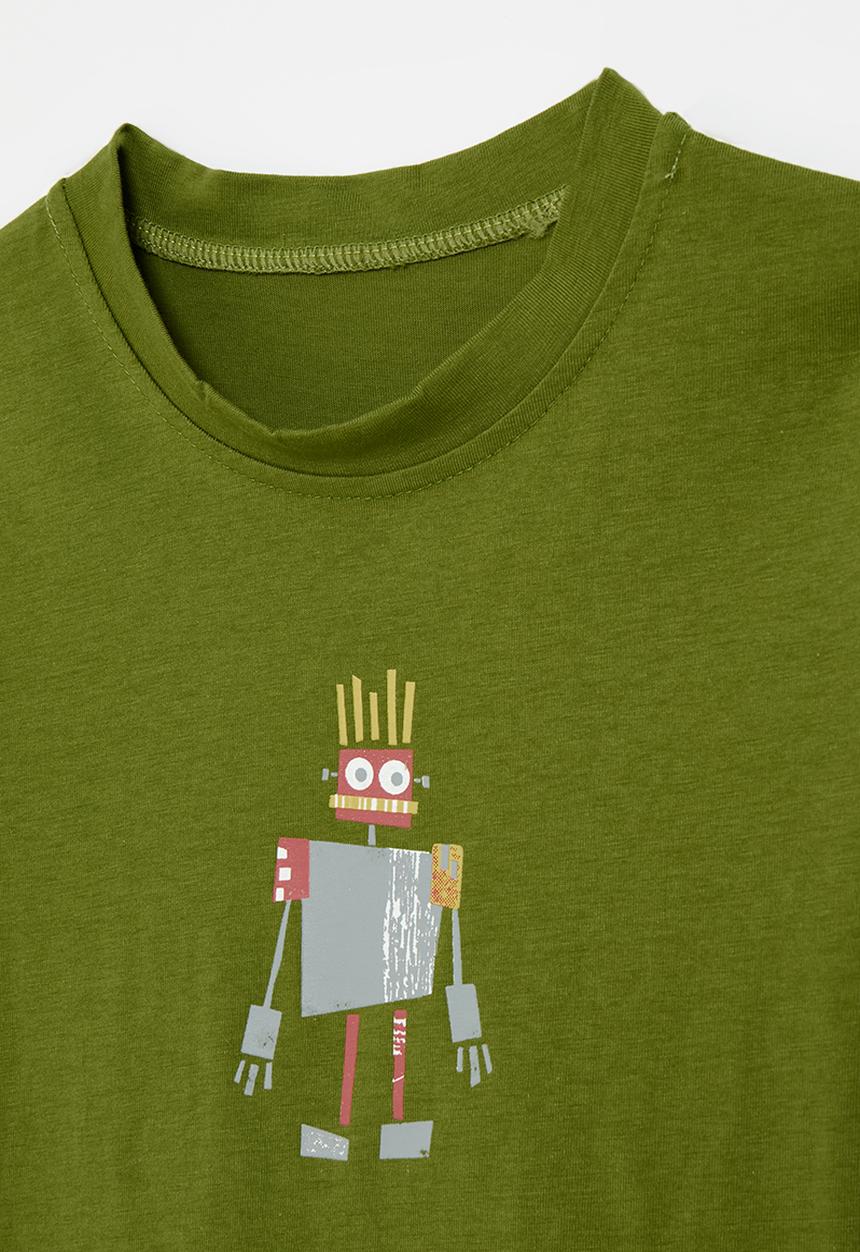 Pop Candy - Tee with placement print - fern green/tin robot