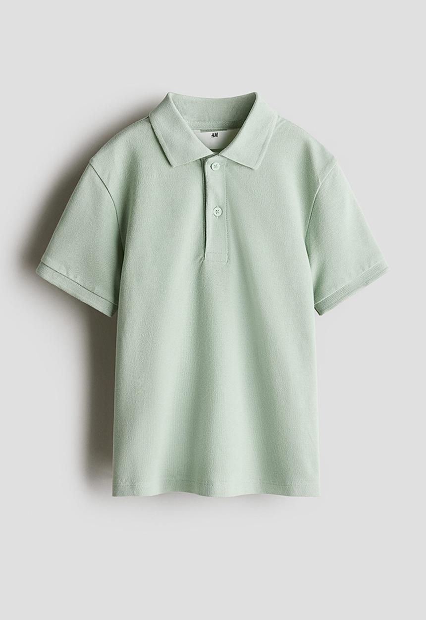 H&M - Cotton piqué polo shirt - light green
