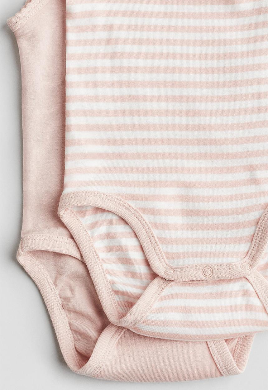 H&M - 2 pack sleeveless cotton bodysuits - light pink striped