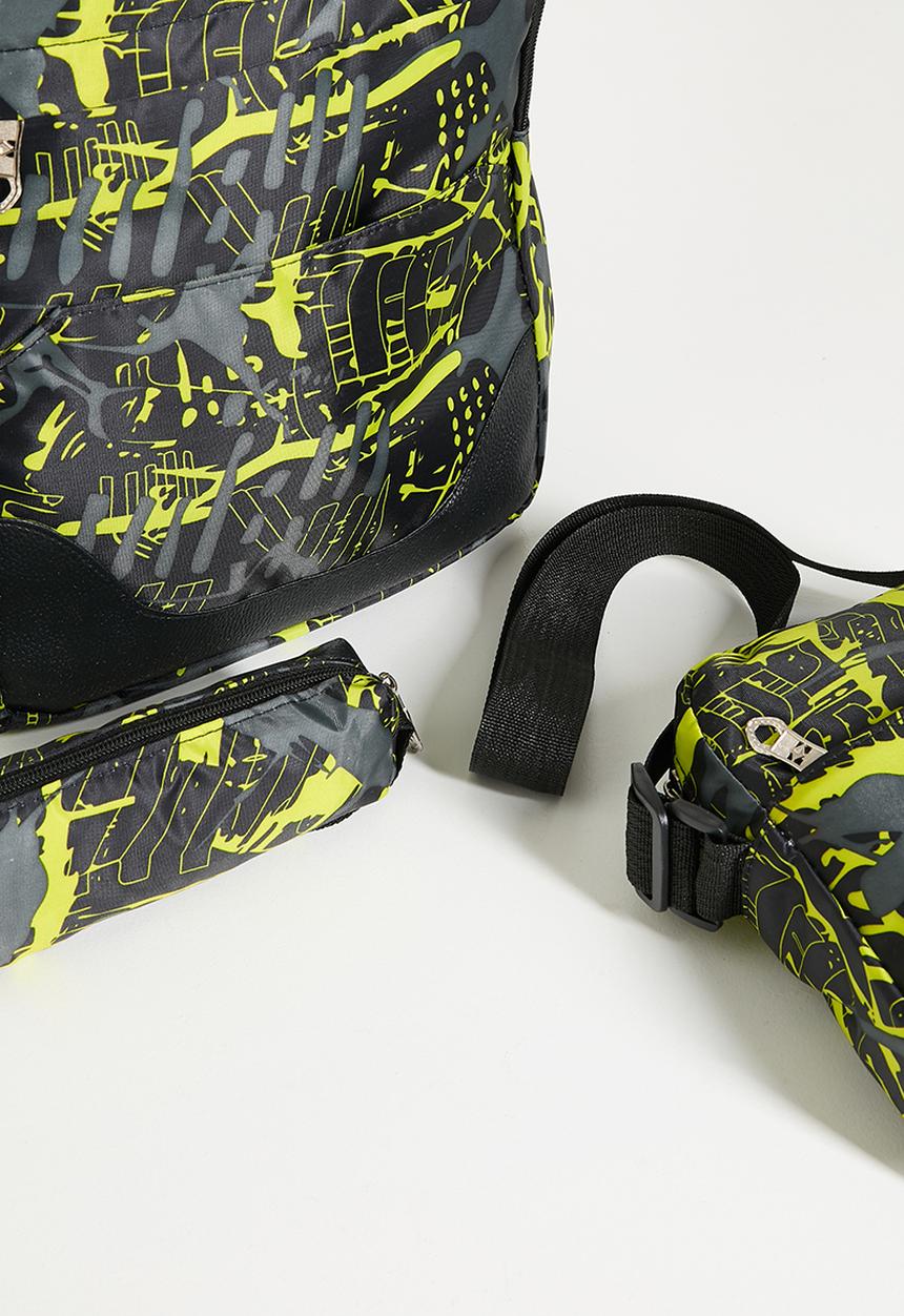 Pop Candy - 3 piece backpack set - black/bamboo green
