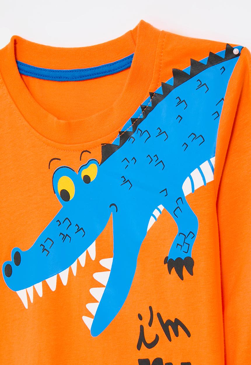 Pop Candy - Crocodile graphic print tee - orange/blue