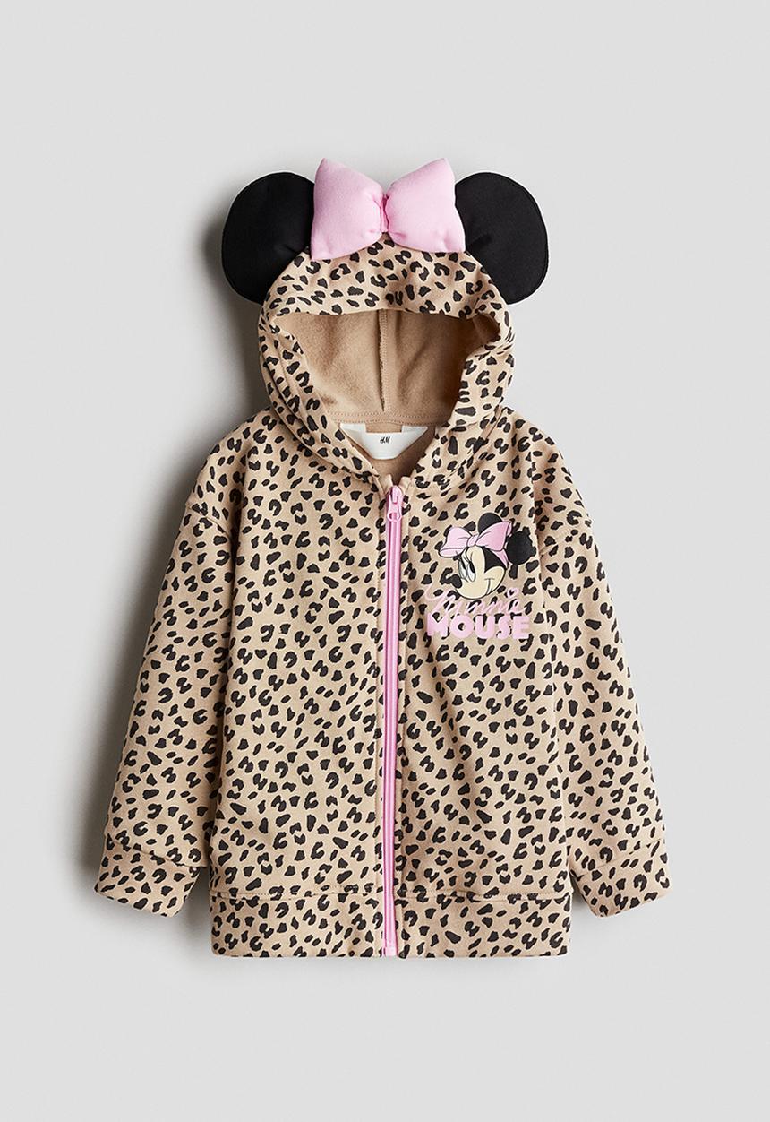 H&M - Printed zip-through hoodie - beige minnie mouse