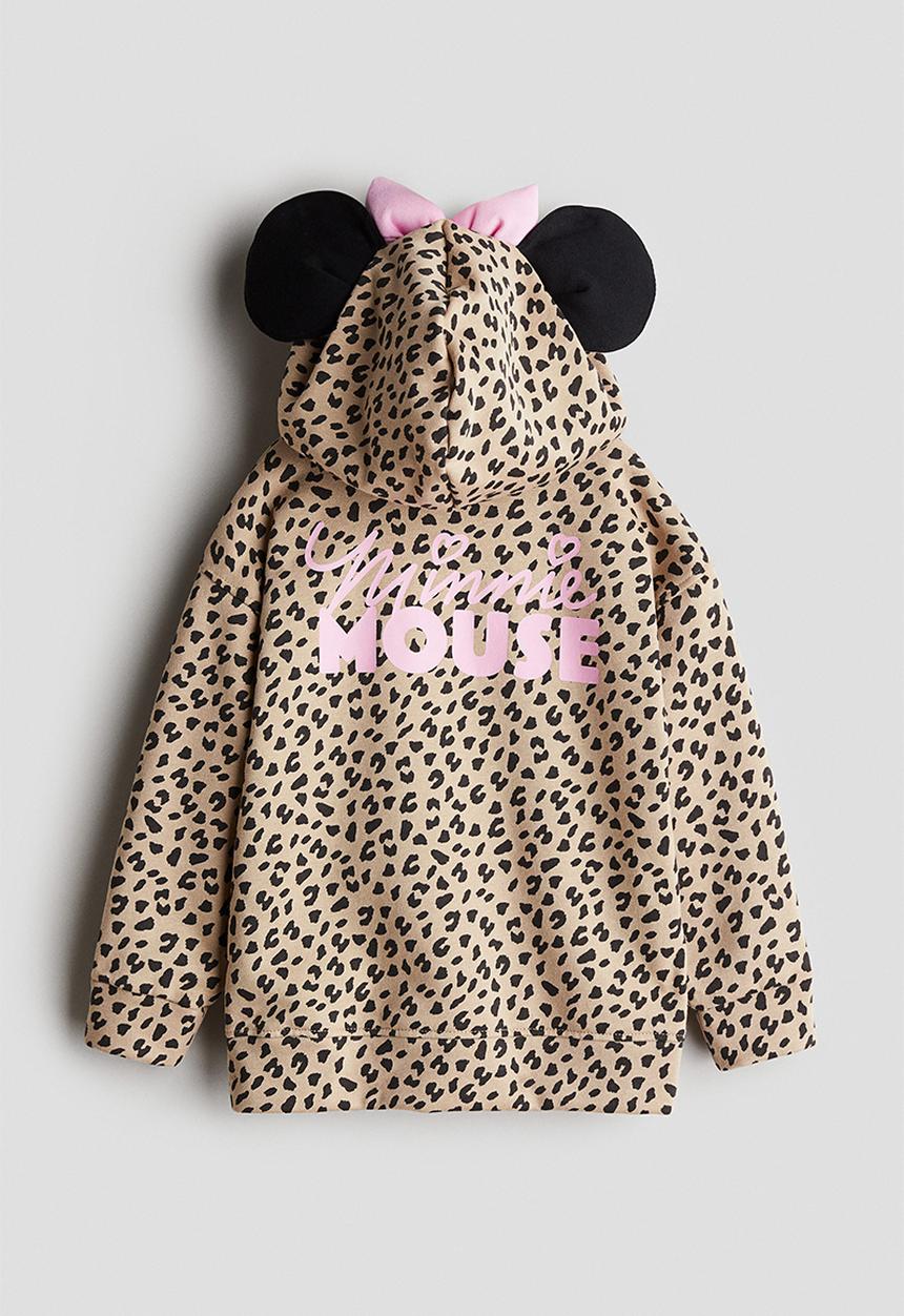 H&M - Printed zip-through hoodie - beige minnie mouse