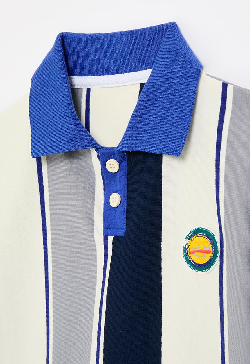 Pop Candy - Striped golfer tee with applique sun badge - multi