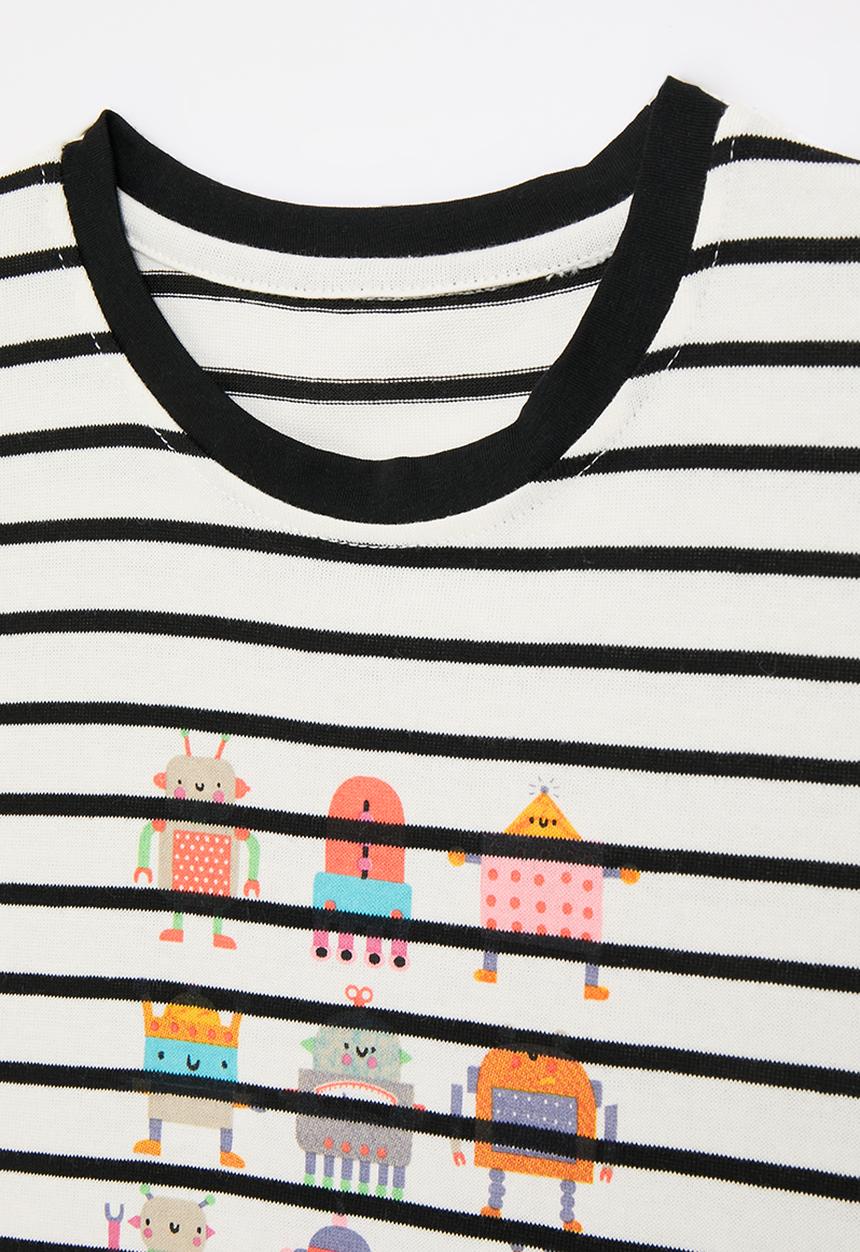 Pop Candy - Striped vest with placement print - white/black stripes/robot multi
