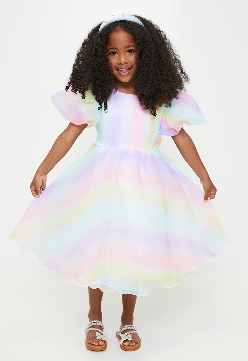 Pop Candy - Gradient organza occasion dress with tie back bow - multicolour