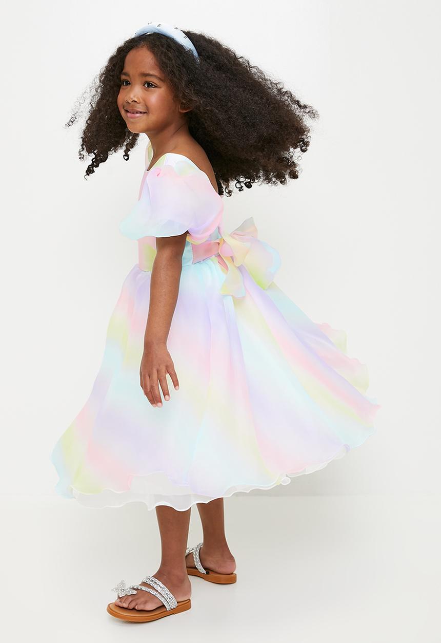 Pop Candy - Gradient organza occasion dress with tie back bow - multicolour