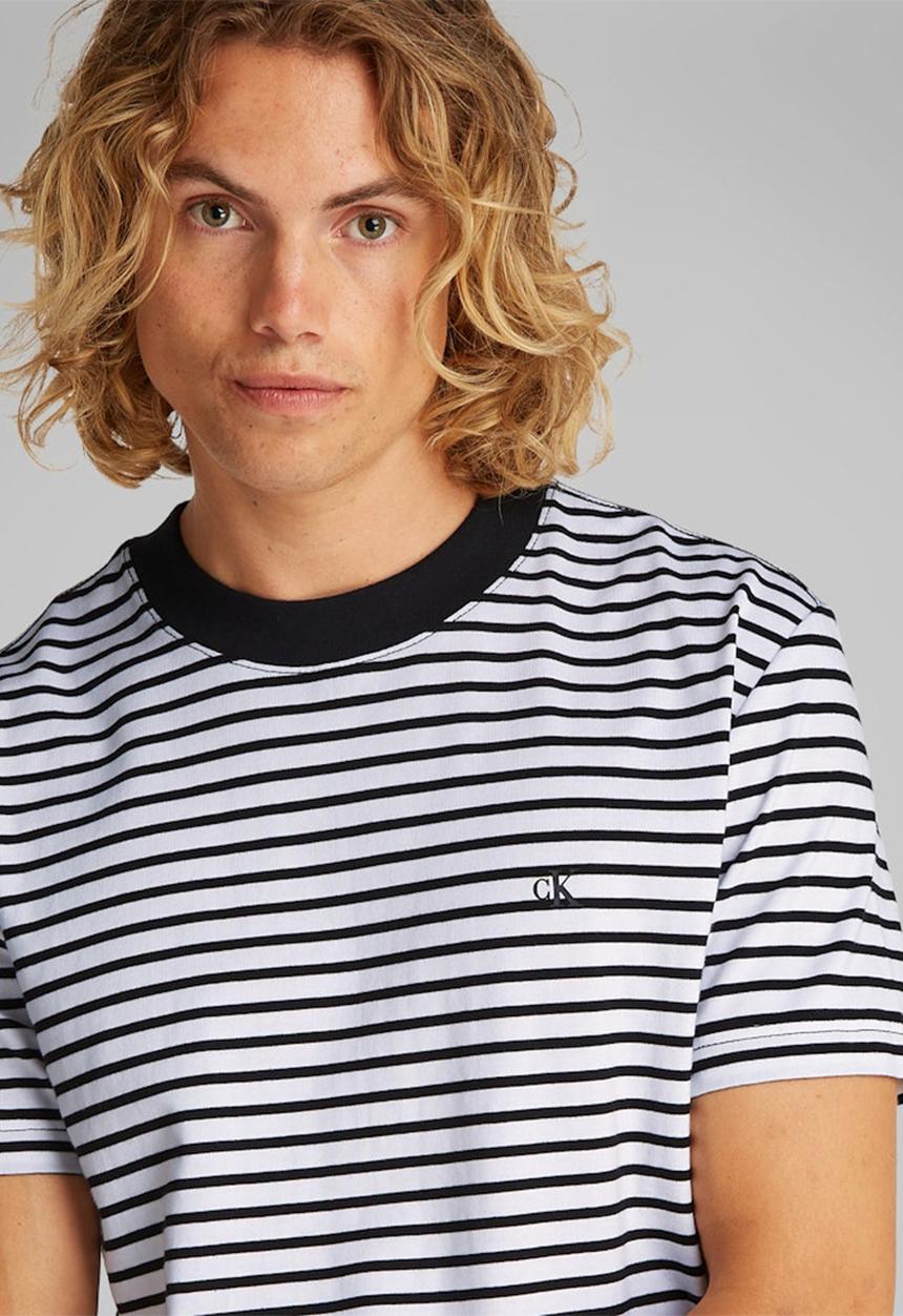 Calvin Klein - Heavy Regular Tee - Ck Black / Bright White Stripe