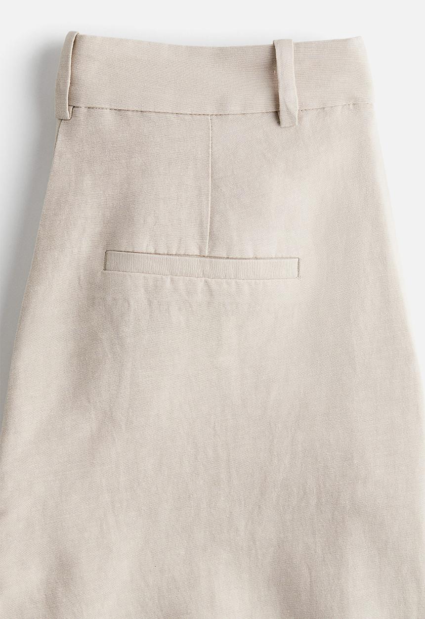 H&M - Wide linen-blend trousers - light beige 
