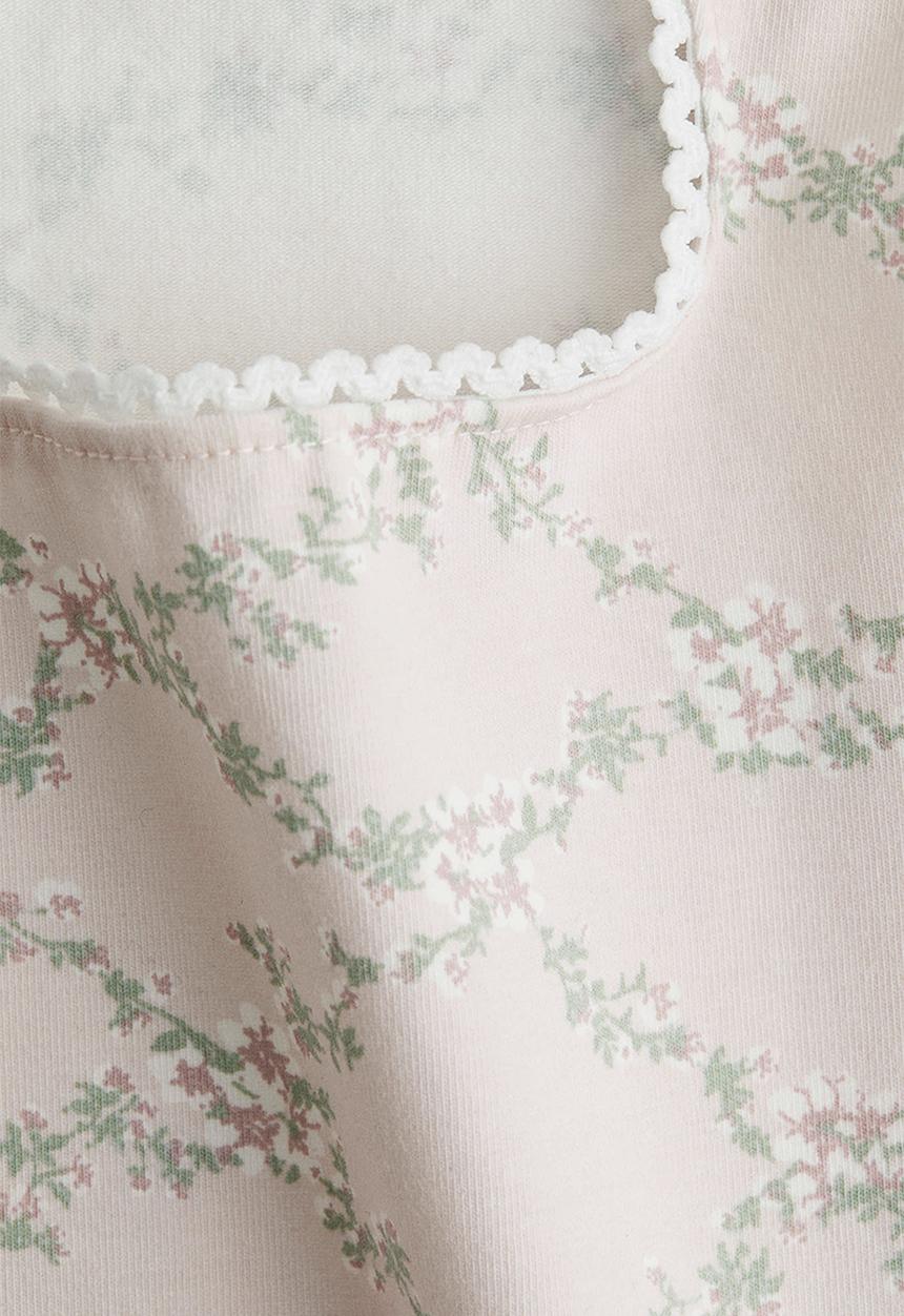 H&M - Picot-trimmed vest top - dusty pink/floral 
