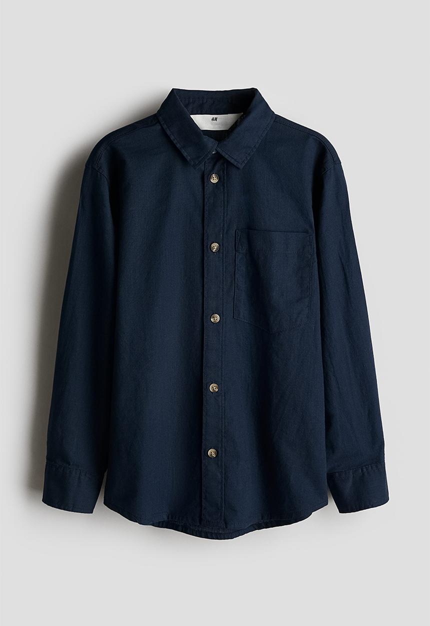 H&M - Linen-blend shirt - navy blue