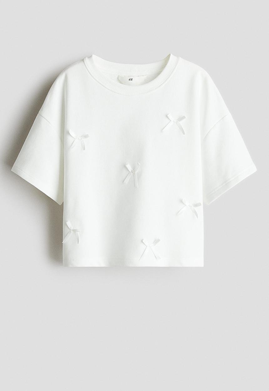 H&M - Print-motif short top - white