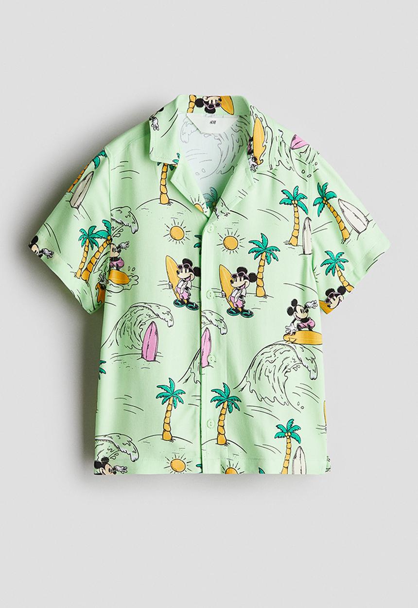 H&M - Printed resort shirt - light green mickey mouse