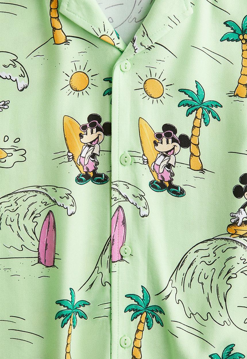 H&M - Printed resort shirt - light green mickey mouse