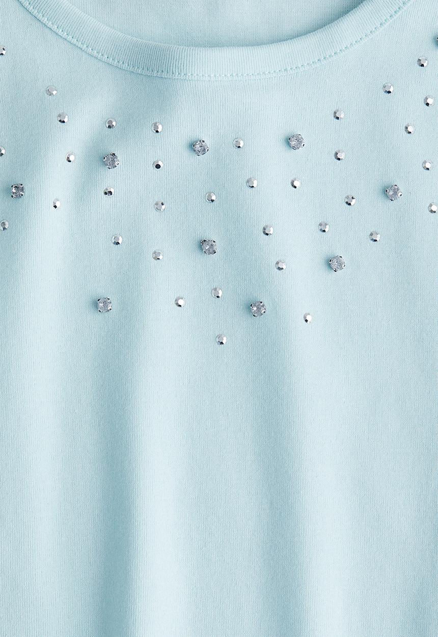H&M - Embellished cotton top - turquoise