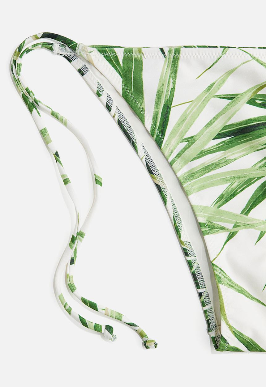 H&M - Tie tanga bikini bottoms - white & green patterned
