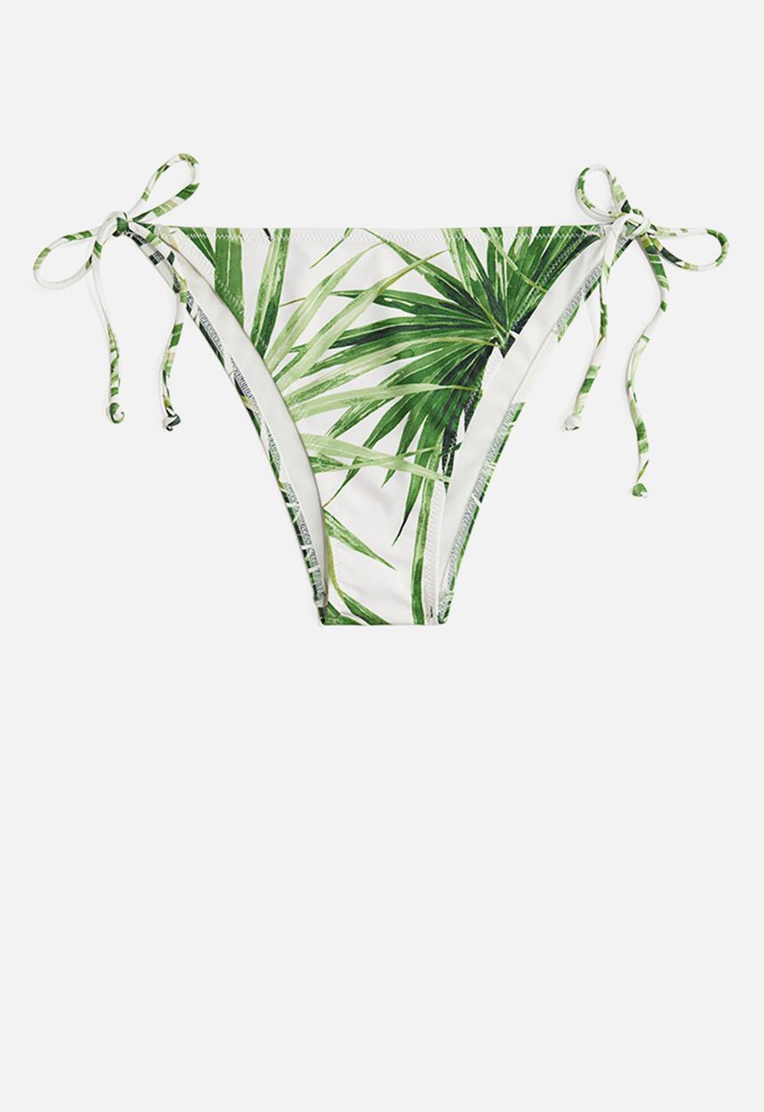 H&M - Tie tanga bikini bottoms - white & green patterned