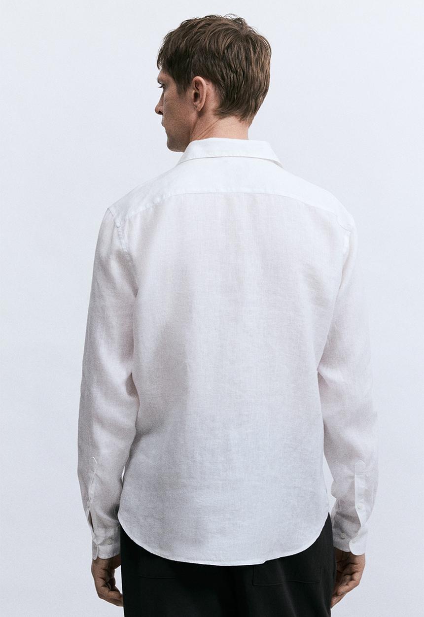 H&M - Slim fit linen shirt - white