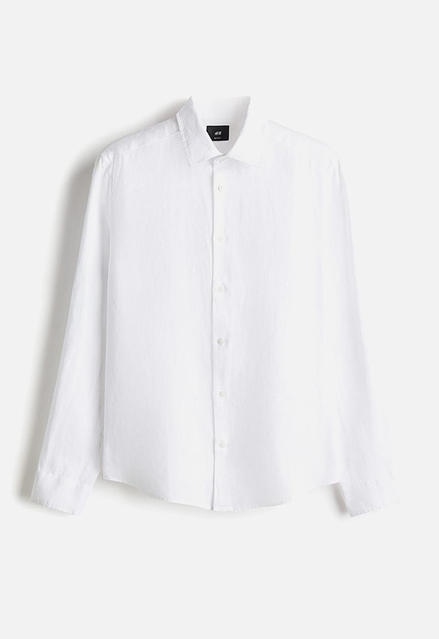 H&M - Slim fit linen shirt - white