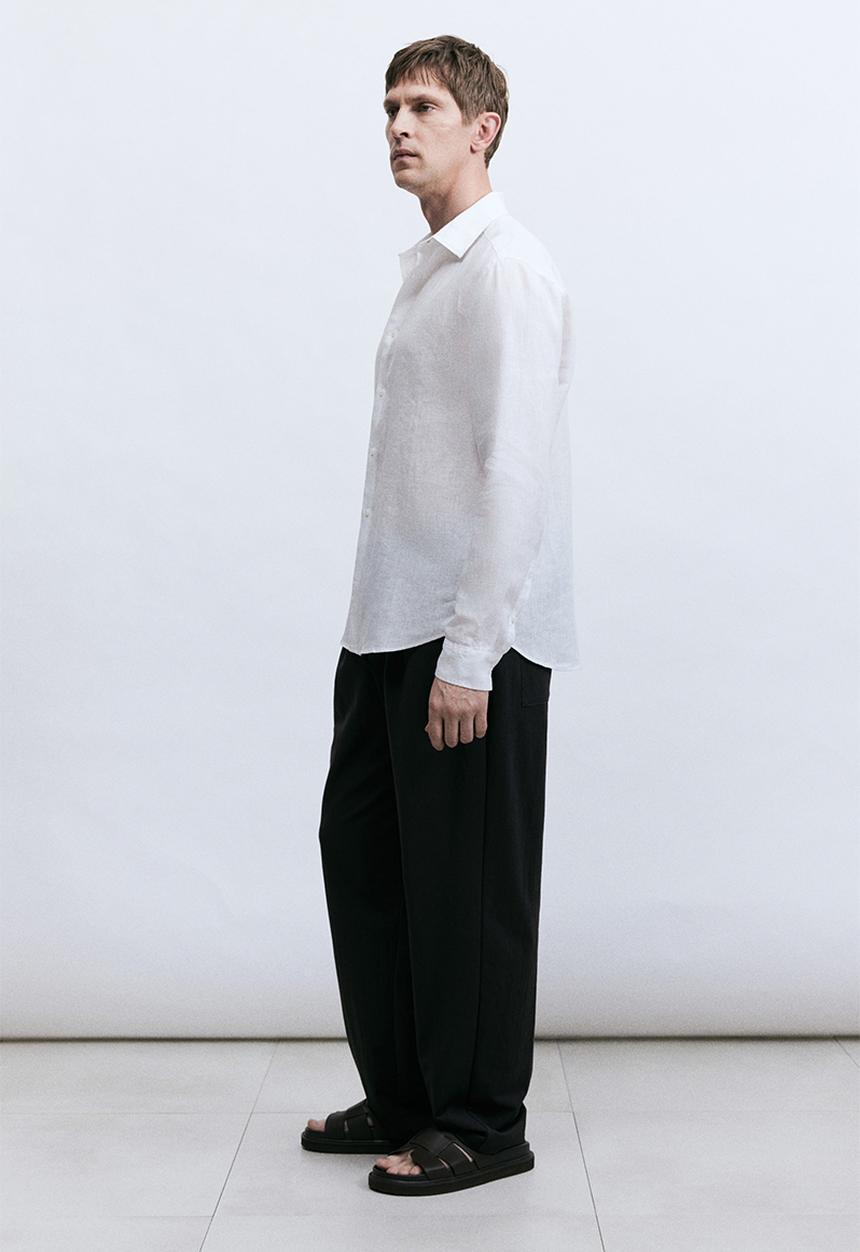 H&M - Slim fit linen shirt - white