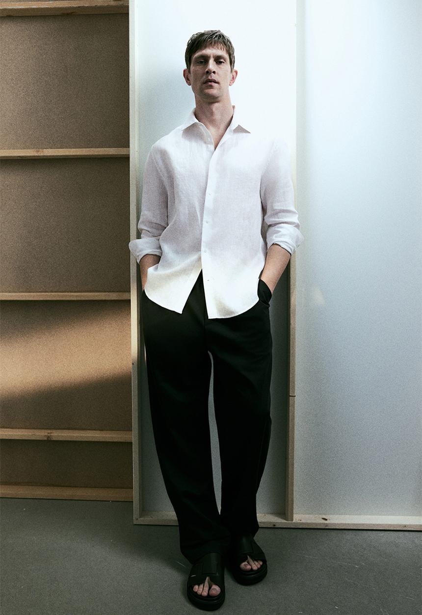 H&M - Slim fit linen shirt - white