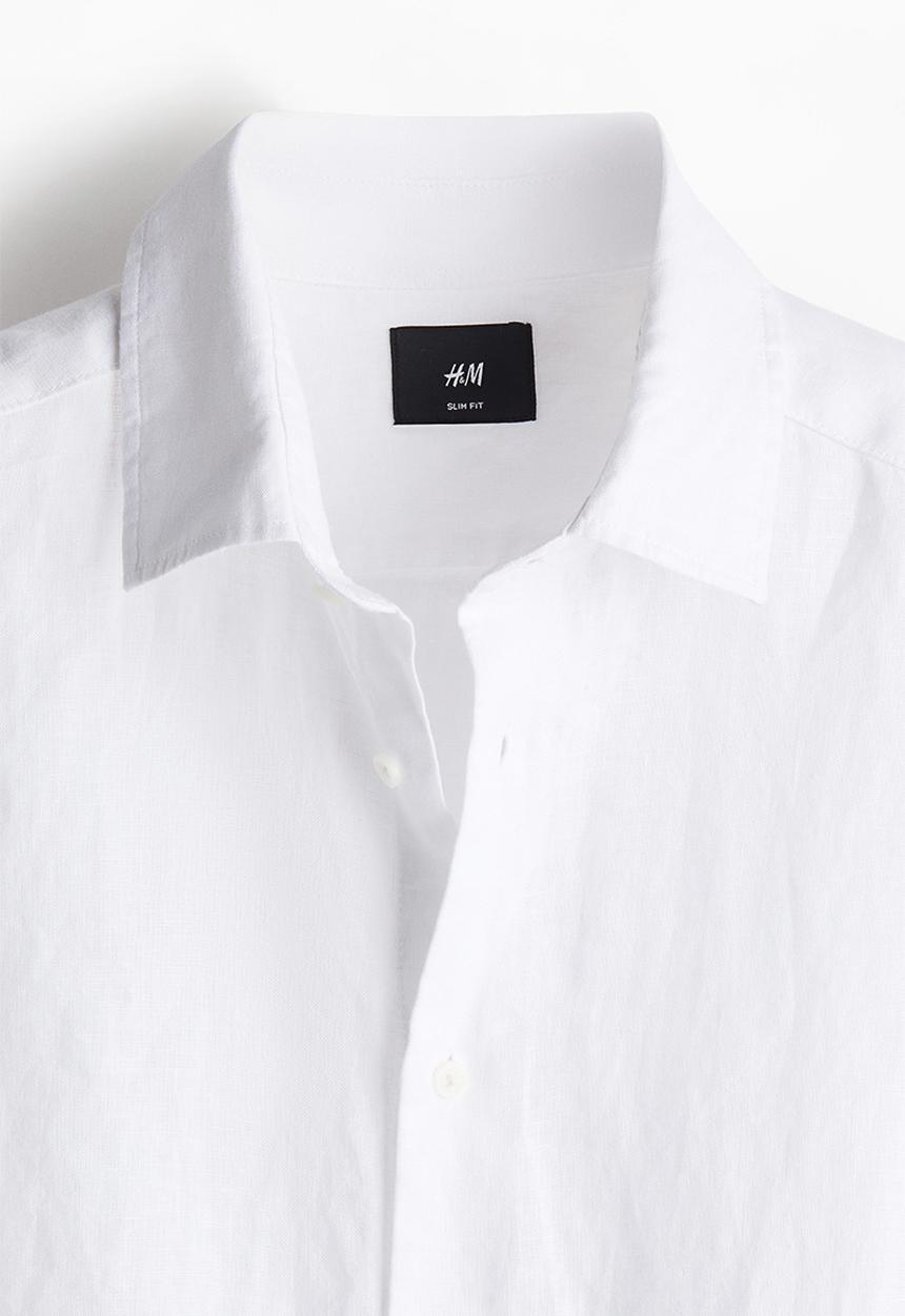 H&M - Slim fit linen shirt - white